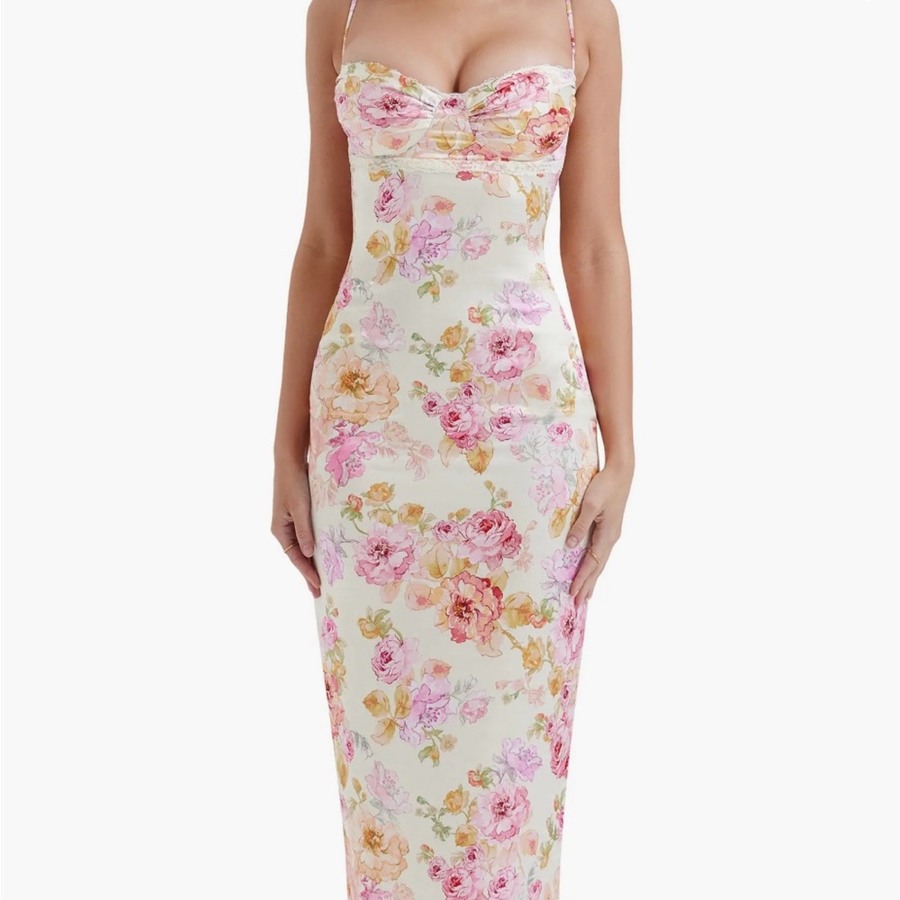 Floral Pink and Cream Maxi Dress